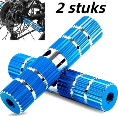 2-delige fietsvoetsteun - aluminiumlegering, verlengde massieve voetsteun, verlengde mountainbike achterbank, pedaal - blauw