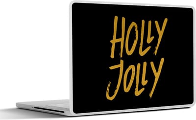 Laptop sticker - 11.6 inch - Kerst - Quotes - Holly jolly - Spreuken - Goud - 30x21cm - Laptopstickers - Laptop skin - Cover