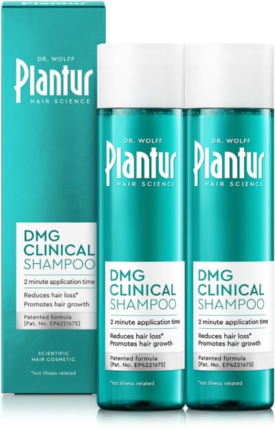 Plantur DMG Clinical Shampoo, 2x 250 ml – Helpt haaruitval te verminderen & stimuleert haargroei – Met DMG & cafeïne – Voor vrouwen