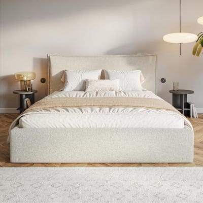 Gestoffeerd Bed 140x200 cm met Opberglade en Lattenbodem – Modern Design Tweepersoons Bedframe Zonder Matras – Grijs – Pauwhome