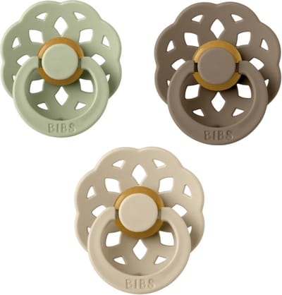 BIBS Boheme Fopspeen set 3 stuks Woodchuck,Vanilla en Kaki 0-6 maanden maat 1