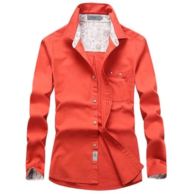 Heren Overhemden Grote Maat Casual Effen Kleur Losse Lange Mouw Katoenen Overhemden Heren Tops Overhemden voor Mannen 4XL red