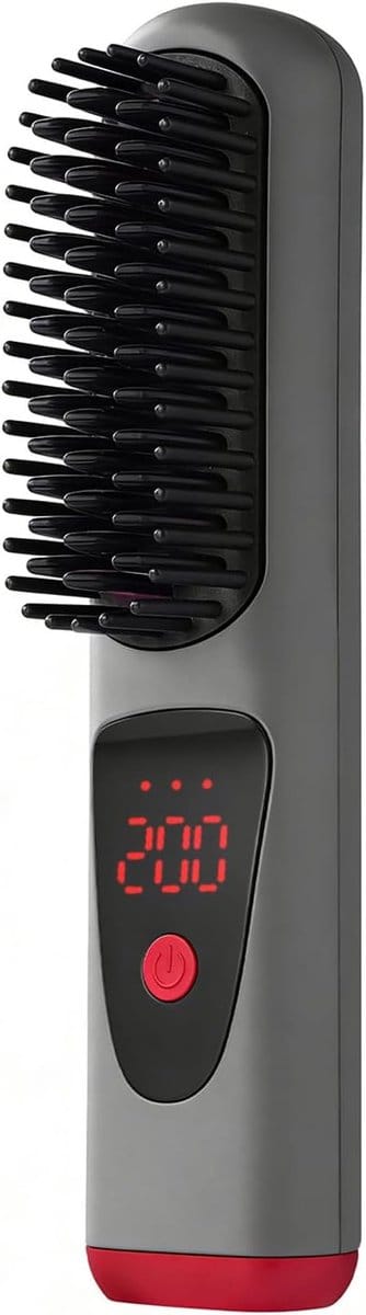 Draagbare stijltang, 4 temperatuurstanden, oplaadbaar, led-display, keramisch, snoerloos, met kam, stylingkam; geschikt voor reizen, vakanties, feestjes, bruiloften, salons, thuisgebruik, spa en dagelijks gebruik.