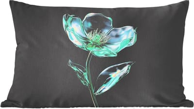 Sierkussens - Kussentjes Woonkamer - 60x40 cm - Bladeren - Bloem - Glazen - Donkerblauw