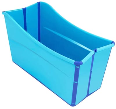 LabelOne Opvouwbaar Bad - Inklapbaar Bad - Badkuip Opvouwbaar - antislip - 87 x 46 x 56,5 cm - draagvermogen 90kg - blauw