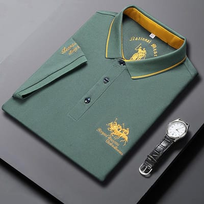 Kortemouw T-shirt Heren POLO Shirt Eenvoudig T-shirt Zomer Revers Halve mouw Geborduurde Top Dun T-shirt voor Heren M gray
