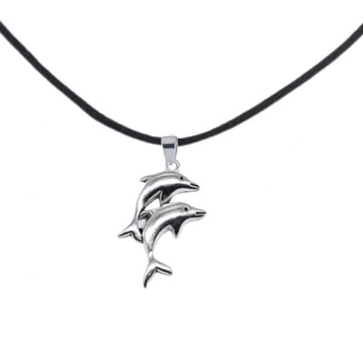 Dolfijn dubbel ketting met zwart koord- Charme Bijoux