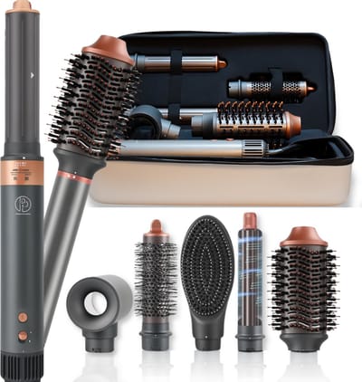 PRODUCTPLANET® Ultimate 6 in 1 Airstyler - Thermal Brush, Föhnborstel, Krultang & Multistyler - Hairwrap - Incl. Luxe Travelbag - 6 in 1 multi styler - Champagne/Goud