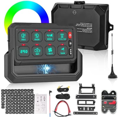 Draadloos Schakelpaneel - 8 Versnellingen RGB - Voertuig Accessoires - 100m Bereik - 60A 12V - Zwart