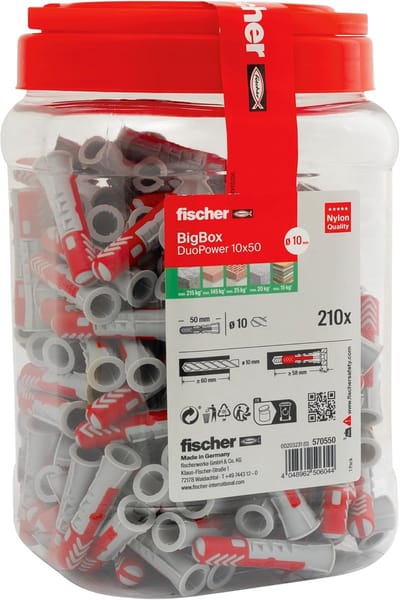 Universele pluggen - Krachtige deuvels - Veilige bevestiging - Zelfactiverende 2-componenten - 210 stuks - Rood