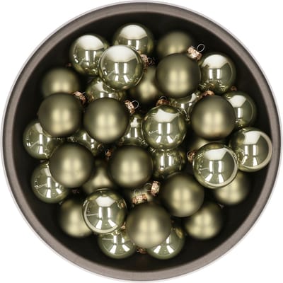 Kerstballen - glas - 36x stuks - graniet groen - 6 cm - mat en glans