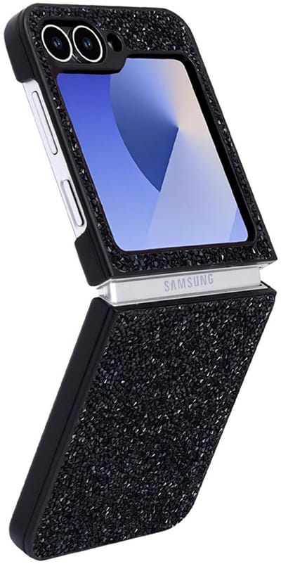 CaseMania Backcase hoesje geschikt voor Samsung Galaxy Z Flip 6 - Glitter Zwart - TPU (Zacht)