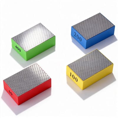 Dailygoods- Handpolijstpads 4 Stuks - Diamant Polijstset - Schuurblokken - Geschikt voor Steen/Tegels/Glas - Grit 60/100/200/400 - Slijtvast Materiaal - Polijstschijven