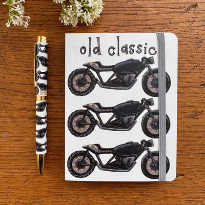 Alex Clark Small Chunky Notebook Classic Bike~ Softcover Notitieboekje Motor
