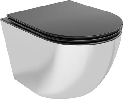 Mexen Lena wc-kom met Rimless en langzaam sluitende slanke zitting, duroplast, mat zwart/zilver - 30224074