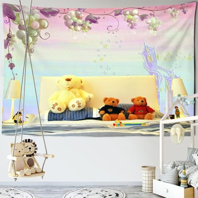 Cartoon Walvis Oceaan Wandkleed Muurhanger Bohemien Ins Wind Kawaii Animatie Kunst Slaapzaal Slaapkamer Huisdecoratie 95x70cm
