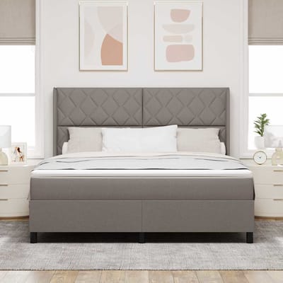 vidaXL - Boxspring - bed - met - hoofdeinde - Taupe - 180 - x - 200 - cm - Stof