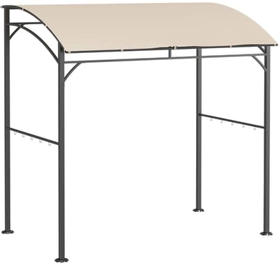 Grill Paviljoen - Grillpaviljoen met Haken - BBQ Overkapping - Grill Gazebo - Grilloverkapping - Regenhoes - Tuinpaviljoen - Grillluifel voor Buitengrill - BBQ Tent - Pergola - voor Tuin, Balkon & Feesten - 215 x 150 x 182/220 cm - Beige + Zwart
