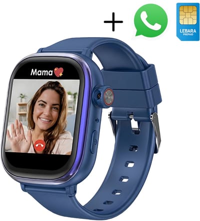 Smartwatch Kids Blauw – GPS Horloge Kind – Horloge Kind jongens – Smartwatch Kinderen Met Simkaart – Kinder Smartwatch met Stappenteller, GPS en WIFI