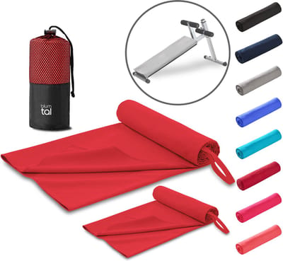 Blumtal Fitness Handdoek Set van 2 - Microvezel Sporthanddoek Gym 180 x 90 cm + 80 x 40 cm - Sporthanddoek 2 Stuks - Donkerrood