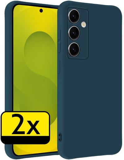Hoesje - 2 Stuks - Geschikt voor Samsung Galaxy S25 FE - Sterk & Shockproof - Case Siliconen - Back Cover - Telefoon Hoes - Telefoonhoesjes - Donkerblauw