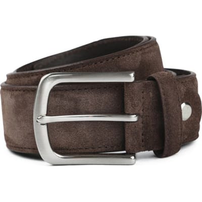 Suitable Riem Suède Leer Bruin - Maat 105 - Heren leren broekriem / broeksriem - Ceintuur - Riem casual
