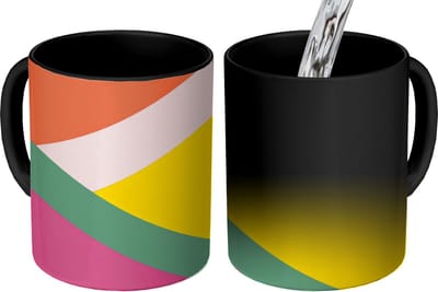 Magische Mok - Foto op Warmte Mokken - Koffiemok - Driehoeken - Kleurrijk - Abstract - Magic Mok - Beker - 350 ML - Theemok