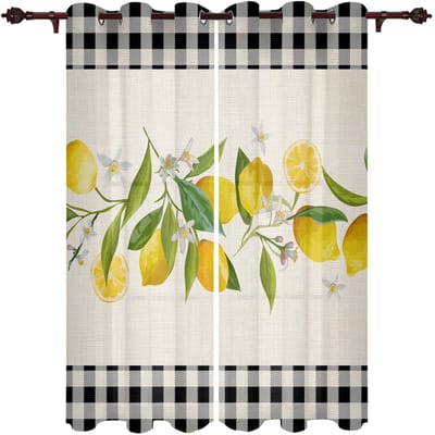 Moderne raamgordijnen voor woonkamer Zomer Citroen Ruitgordijnen voor kinderslaapkamer Keukendecoratie Jaloezieën Draperieën 70W x 100H(cm) x2