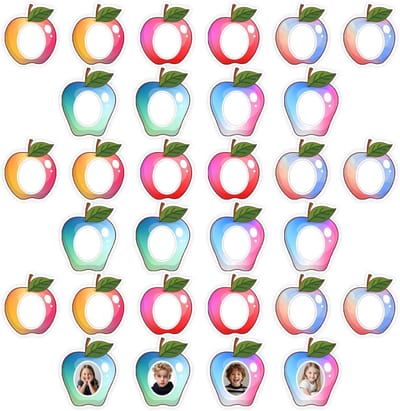 Kleurvolle Decoratiekaarten voor het Begin van het Schooljaar - 45 Stuks, Appel Thema, Papieren Wanddecoraties, Leuke Muur Cut-outs en Versieringen