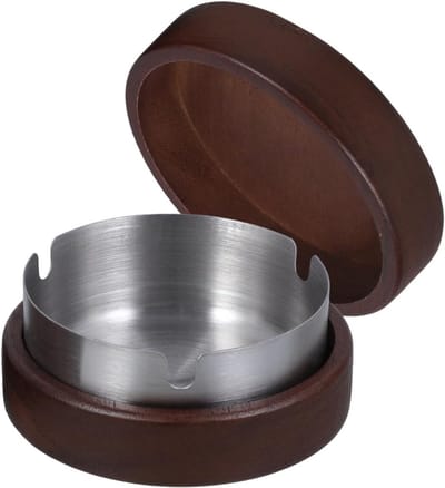 Winddichte houtasbak met deksel voor buitengebruik, draagbaar en ideaal voor terras, balkon en kantoor, perfect voor binnen en buitengebruik