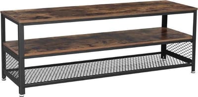 MIRA Home - TV Meubel industrieel - Bijzettafel hout - Woonkamer decoratie - Bruin/Zwart - 140x40x52