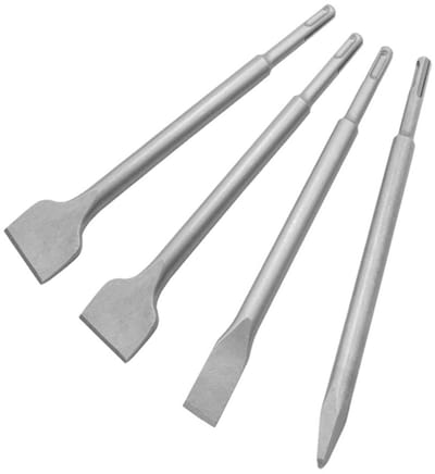 Dailygoody - Hamer Beitels Set van 4 - Geschikt voor Steen en Beton - Ideaal voor Beitelwerkzaamheden - 25 cm Lengte - Ronde Schacht - Inclusief Punti