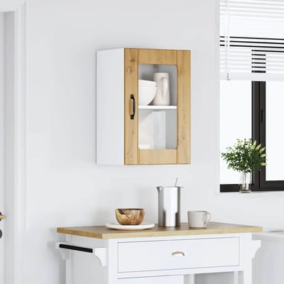 vidaXL - Keukenbovenkast - met - glazen - deur - Lucca - artisanaal - eikenkleur