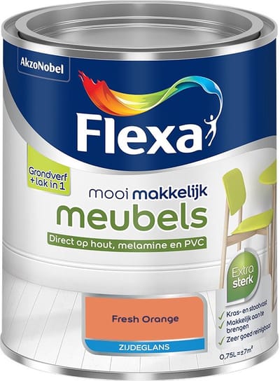Flexa - Mooi Makkelijk Meubels Zijdeglans - Fresh Orange - Mengverf - 750 Ml