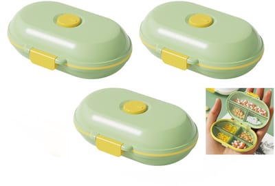 Pillendoos – Pillenorganizer – ABS-materiaal – Ontwerp met 7 vakken – Veilige sluiting – Opbergdoos voor tabletten – Medicatie-organizer – 3-pack –Groen