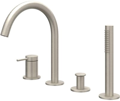 IVY Bond Badrandcombinatie 4-Gats Mengkraan met Draaibare Uitloop en Uittrekbare Handdouche - Geborsteld Nickel PVD