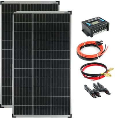 Compleet 2x140 Watt Zonnepaneel Set met Laadregelaar voor Eilandinstallaties