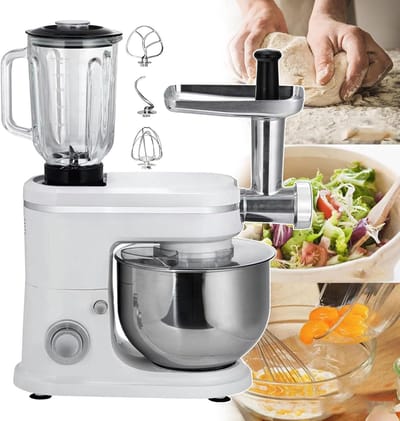 Keukenmachine met Blender - Keukenrobot Mixer - Bakken en Koken - 3-in-1 Functionaliteit - 6 Liter Kom - Wit