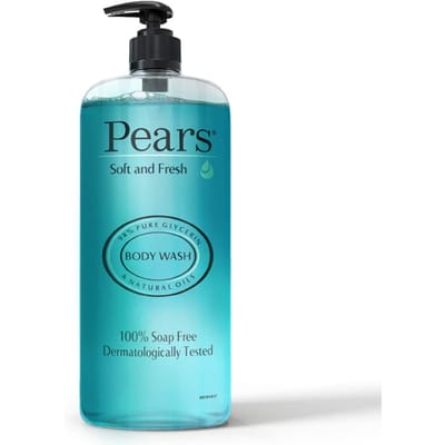 Pears 98% Pure Glycerine Zachte & Frisse Glow Douchegel met Munt Extract en 0% Parabenen & Zeep voor Frisheid & Glow, 750 ml blue