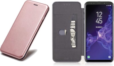 Hoesje geschikt voor Samsung Galaxy S9 - Kunstlederen Wallet Hoesje Roze / Roségoud met Siliconen Houder - Portemonee Hoesje