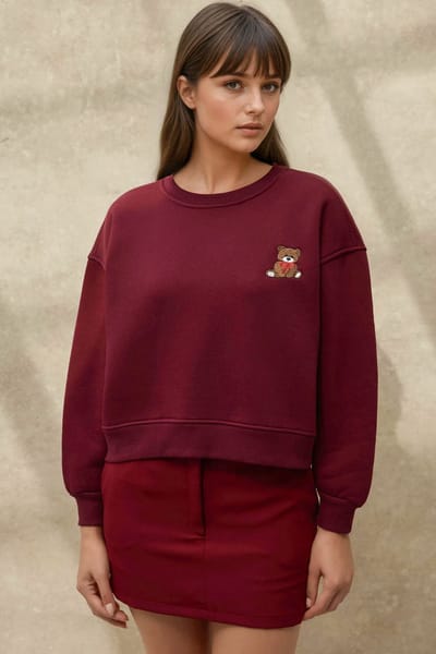 Geborduurd Comfortabel Fits Katoenen Sweatshirt