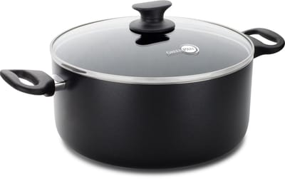 GreenPan Cambridge Kookpan 24cm - 5L - PFAS-vrije antikleeflaag - Inductie kookpan - Keramische pan - Ovenbestendig tot 180°C - Koudgrepen - Glazen deksel - Zwart