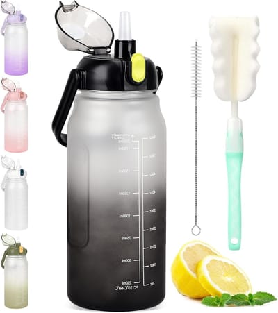 Waterfles 2L met Rietje, 100% Lekvrij, BPA-vrij, Duurzame Drinkfles voor Fitness en Buitenactiviteiten