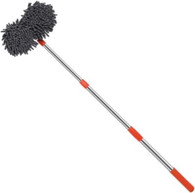 Autowasdweil Lange Steel - Voertuigreiniging Borstel - Auto Poetsen - 360 Graden Draaibaar - 80-135 cm - Grijs