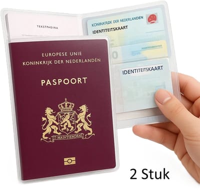 2x Paspoorthoes I Paspoort Houder I Paspoort Cover I Paspoort Omslag I Paspoort Etui I Incl. Creditcardhouder I Transparant