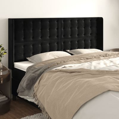 vidaXL - Hoofdbord - met - randen - 163x16x118/128 - cm - fluweel - zwart