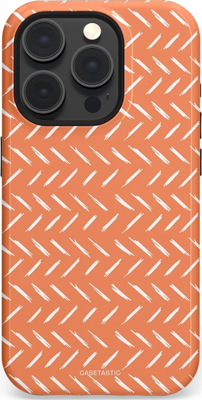 Casetastic hoesje geschikt voor Apple iPhone 15 Pro - MagSafe - Dubbellaagse bescherming - Oranje Witte Nederland Cross Patroon - Fashion Case - Terracotta Zand