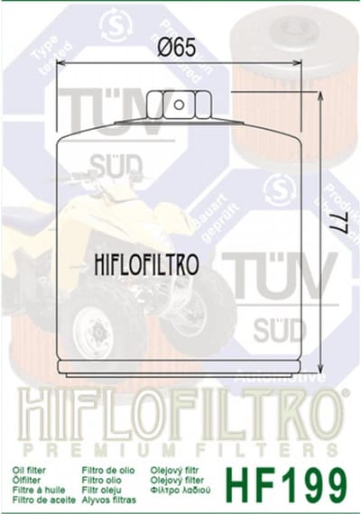 Filtre à huile Hiflofiltro pour Quad Polaris 330 Trail boss 2012 à 2014 HF199 / 2520799 Neuf
