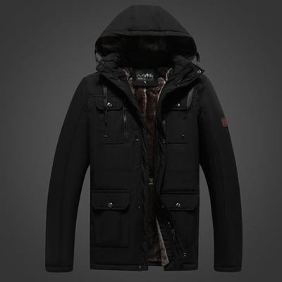 Winter Heren Nieuw Velvet Warm en Koudebestendig Capuchon Heren Casual Jas Outdoor Multi-zak Werkkleding Katoenen Jas voor Heren 4XL black