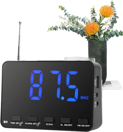 Wekkerradio FM Radio - Draagbare Klokradio - Wakker Worden - Uitschuifbare Antenne - 12x85x47 cm - Zwart